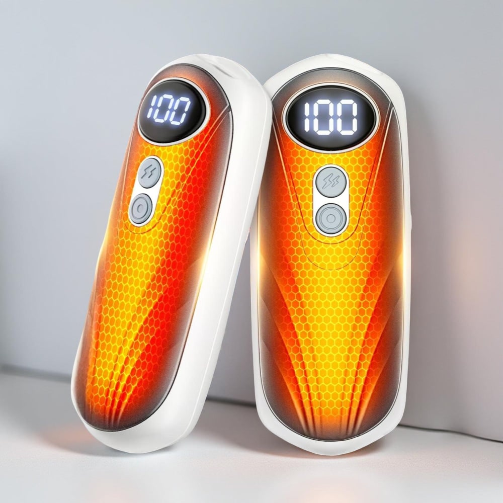 Rechargeable Electric Hand Warmers with LED Display Reusable Portable Pocket Heater Set of 2 - Image 7
