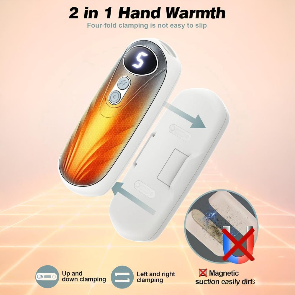 Rechargeable Electric Hand Warmers with LED Display Reusable Portable Pocket Heater Set of 2 - Image 8