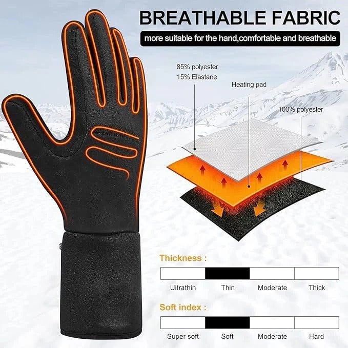 Rechargeable Heated Glove Liners and Mitten with Adjustable Temperature and Battery Pocket - Image 2