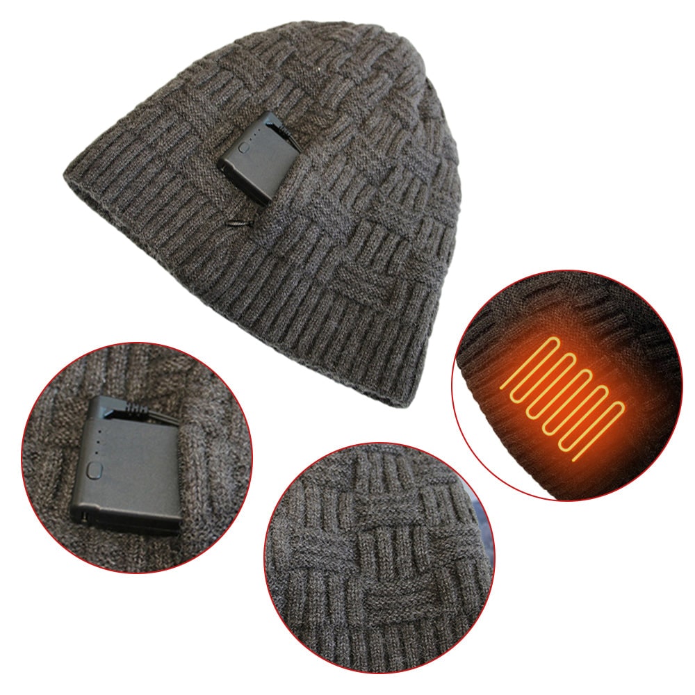 Rechargeable Heated Winter Beanie Hat with Ear Flaps and 3400mah Battery Skull Cap - Image 1