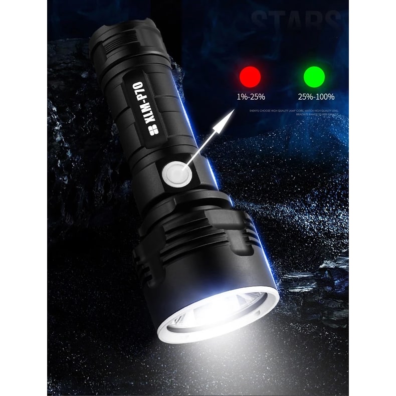 Rechargeable LED Flashlight and Torch with High Lumen Output Aluminum Alloy Body and Tactical Design - Image 4