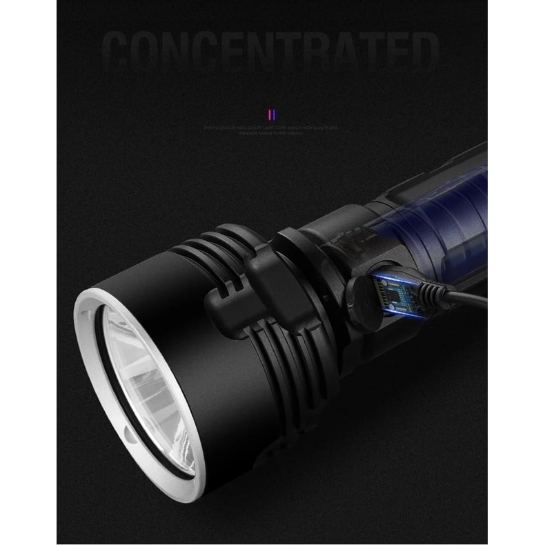 Rechargeable LED Flashlight and Torch with High Lumen Output Aluminum Alloy Body and Tactical Design - Image 7