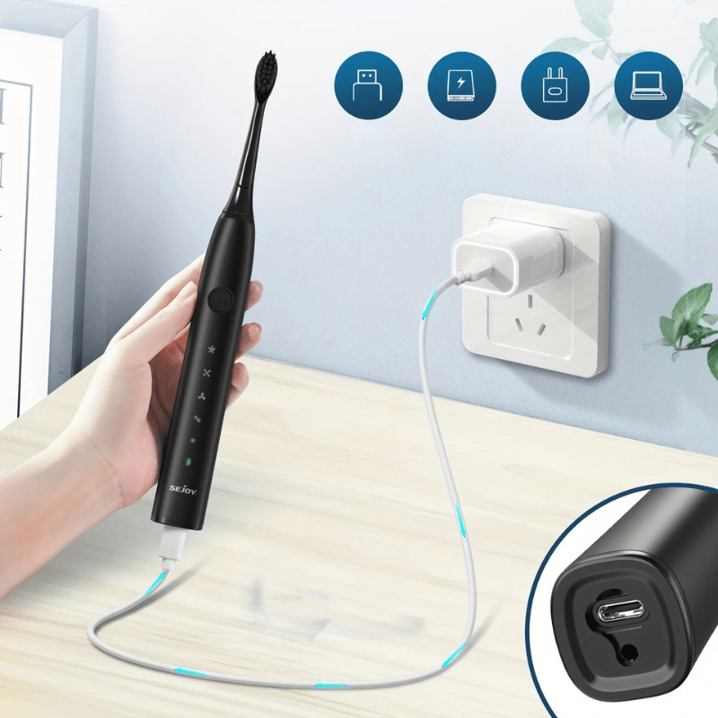 Rechargeable Sonic Electric Toothbrush with Timer 8 Replacement Heads and Travel Case - Image 4