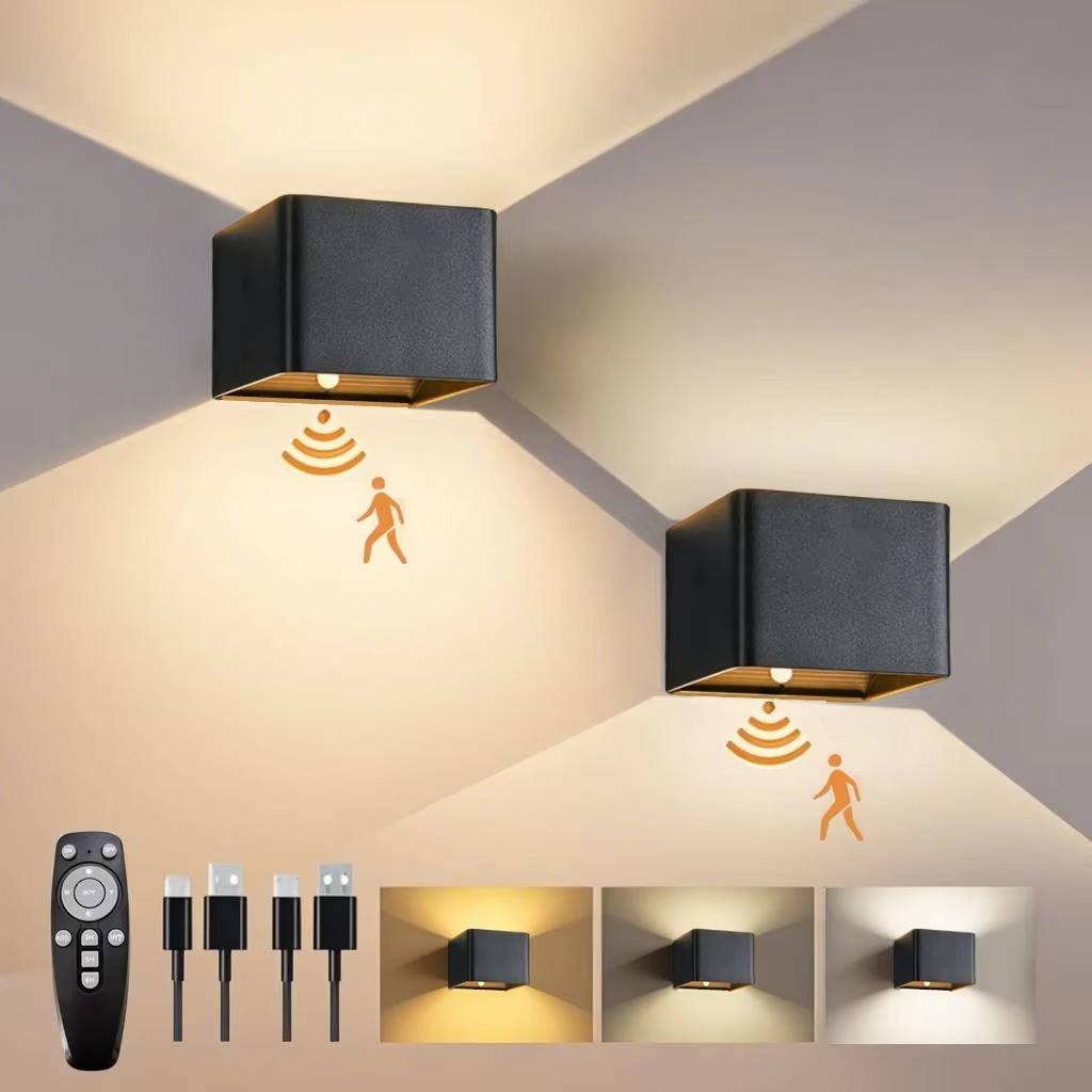 Rechargeable Wall Light Sconce with Motion Sensor Remote Control and Dimmable LED - Image 1
