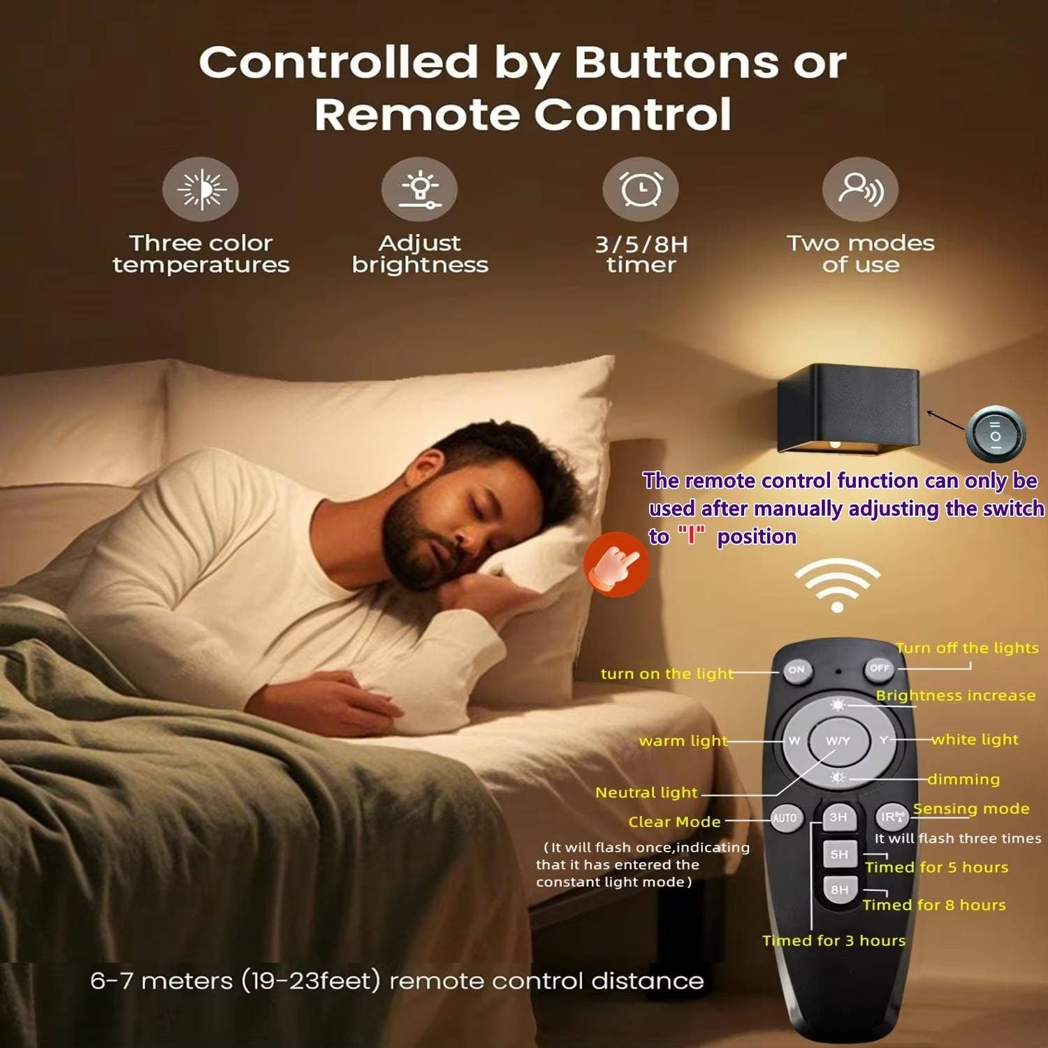 Rechargeable Wall Light Sconce with Motion Sensor Remote Control and Dimmable LED - Image 2