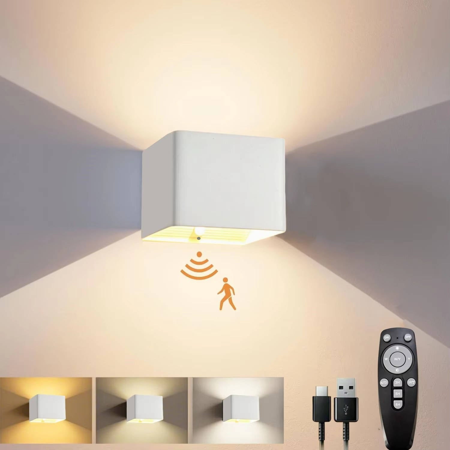 Rechargeable Wall Light Sconce with Motion Sensor Remote Control and Dimmable LED - Image 8