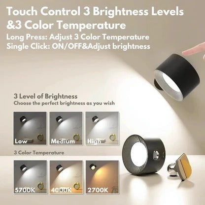 Rechargeable Wall Sconce with Modern Cordless LED Lighting and 360° Magnetic Rotation Lamp - Image 14