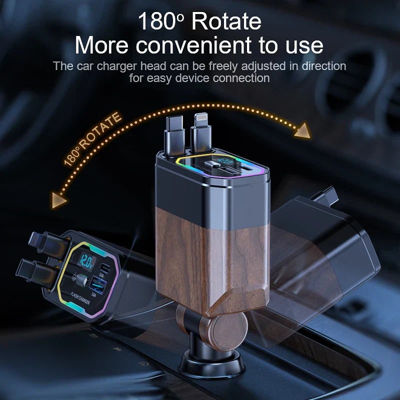 Retractable Car Phone Charger with Dual Usb-C and Fast Charging for Portable Devices - Image 5