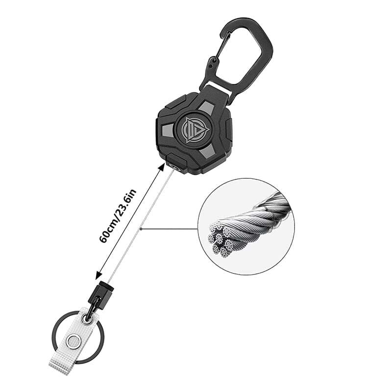 Retractable Key Chain with Carabiner and Heavy Duty Steel Wire Badge Holder Ring - Image 13
