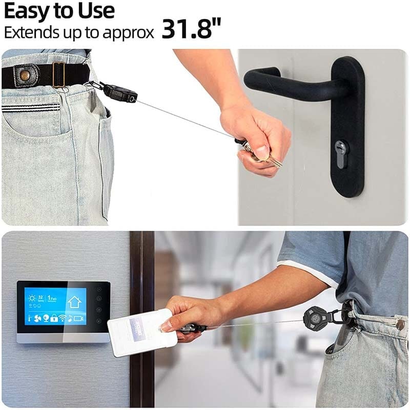 Retractable Key Chain with Carabiner and Heavy Duty Steel Wire Badge Holder Ring - Image 2