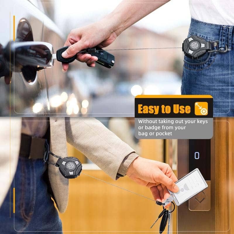 Retractable Key Chain with Carabiner and Heavy Duty Steel Wire Badge Holder Ring - Image 6
