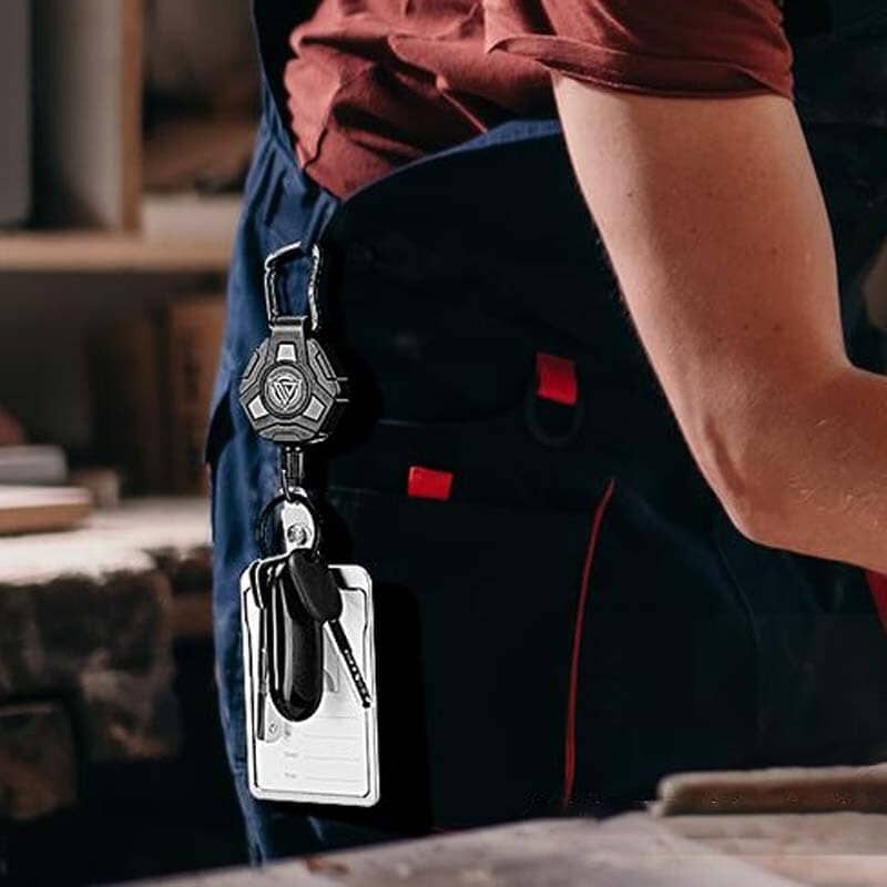 Retractable Key Chain with Carabiner and Heavy Duty Steel Wire Badge Holder Ring - Image 8
