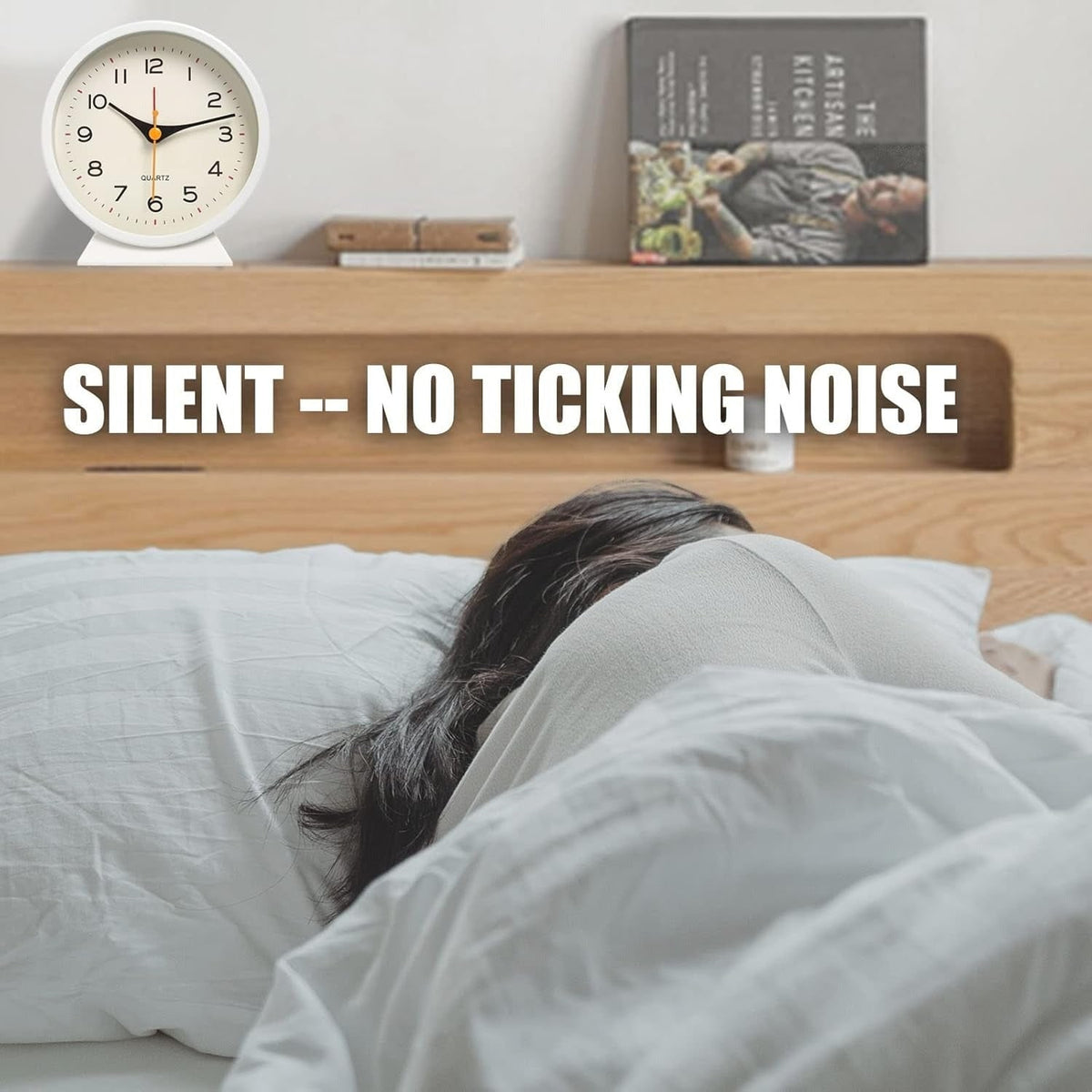 Retro Analog Alarm Clock with Non-Ticking Quartz Movement and Backlight for Bedroom or Desk - Image 8
