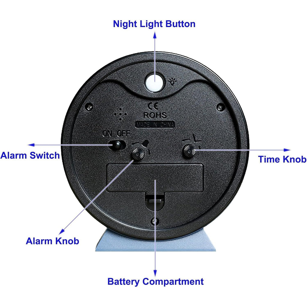 Retro Analog Alarm Clock with Non-Ticking Quartz Movement and Backlight for Bedroom or Desk - Image 9