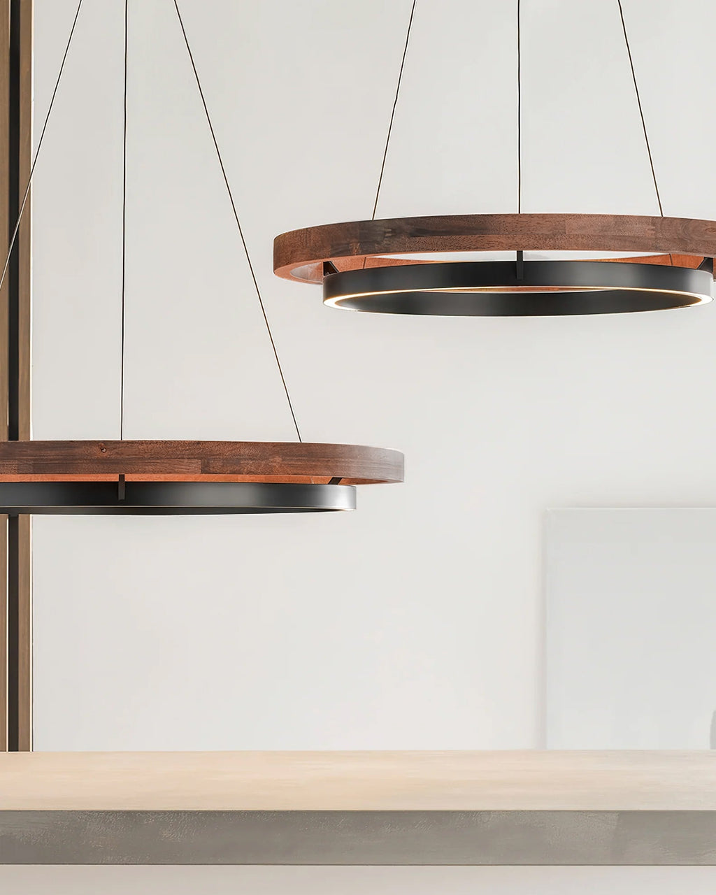 Modern Dual Ring LED Chandelier Adjustable Ceiling Light