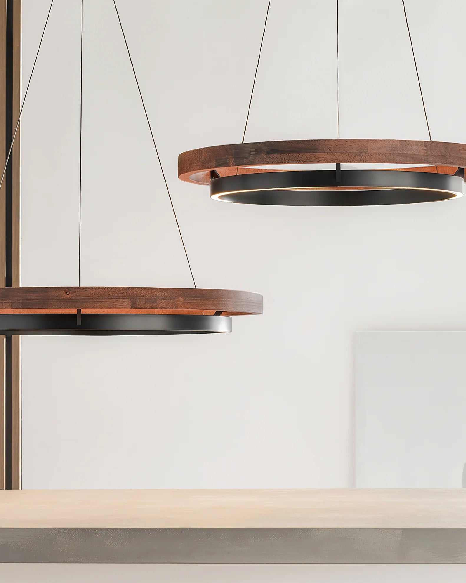 Modern Dual Ring LED Chandelier Adjustable Ceiling Light
