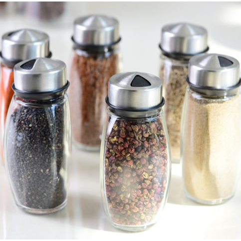 Rotating Spice Rack Organizer with 6 Glass Jars and Lazy Susan Carousel Base Countertop - Image 3