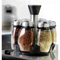 Rotating Spice Rack Organizer with 6 Glass Jars and Lazy Susan Carousel Base Countertop - Image 4