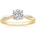 Round Brilliant Engagement Ring Twisted Band Solitaire Pavé Accent Diamonds - Image 1