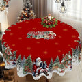 Round Christmas Tablecloth with Scalloped Edges Polyester Festive Design for Tables - Image 1