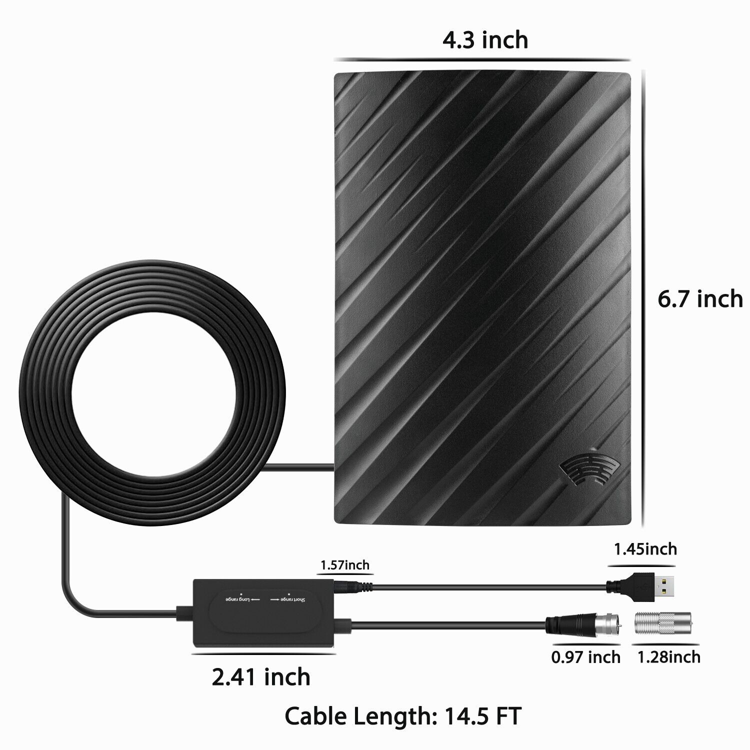 Amplified Indoor TV Antenna with Wide Signal Coverage