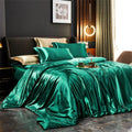 Satin Silk Luxury Bedding Set with Duvet Cover and Pillowcases Smooth Glossy Finish Sheets - Image 1