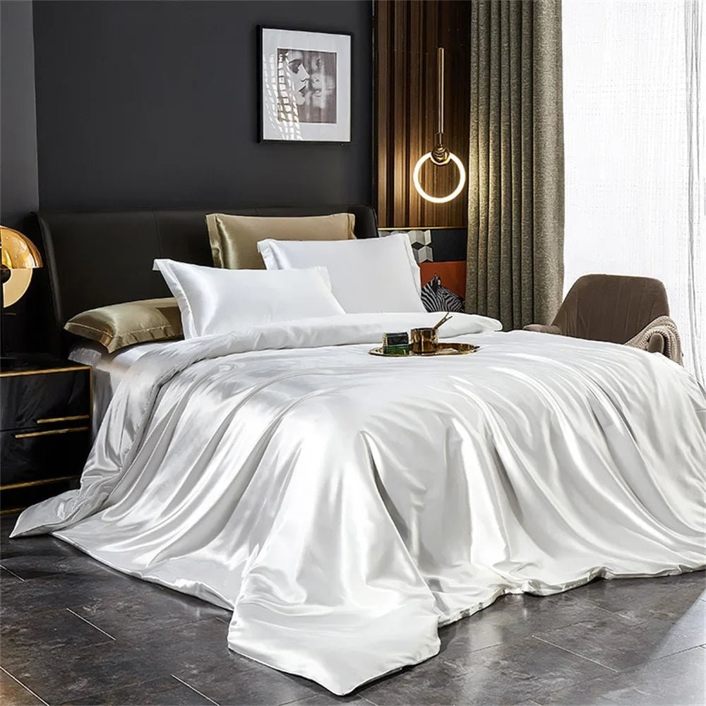 Satin Silk Luxury Bedding Set with Duvet Cover and Pillowcases Smooth Glossy Finish Sheets - Image 5