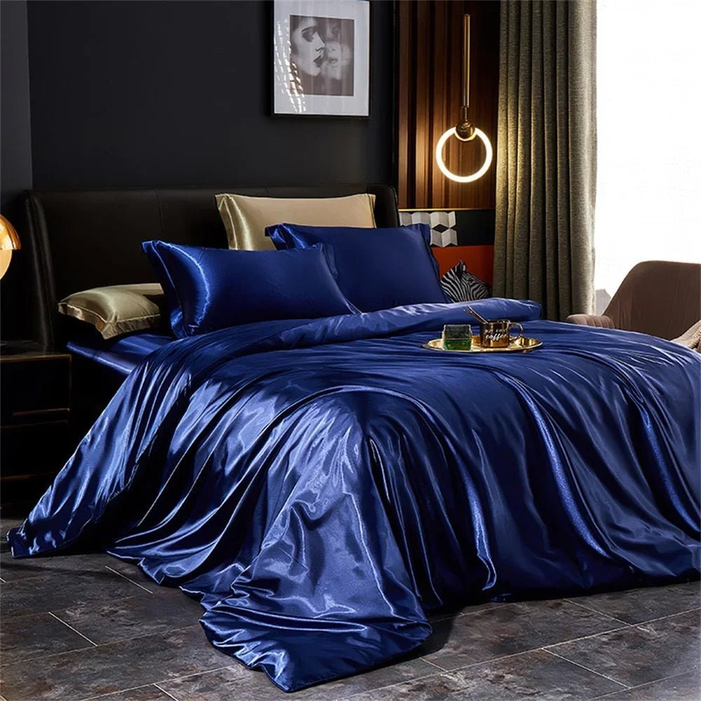 Satin Silk Luxury Bedding Set with Duvet Cover and Pillowcases Smooth Glossy Finish Sheets - Image 6