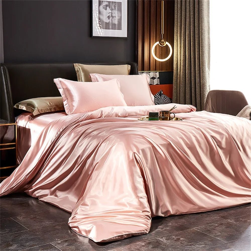 Satin Silk Luxury Bedding Set with Duvet Cover and Pillowcases Smooth Glossy Finish Sheets - Image 7