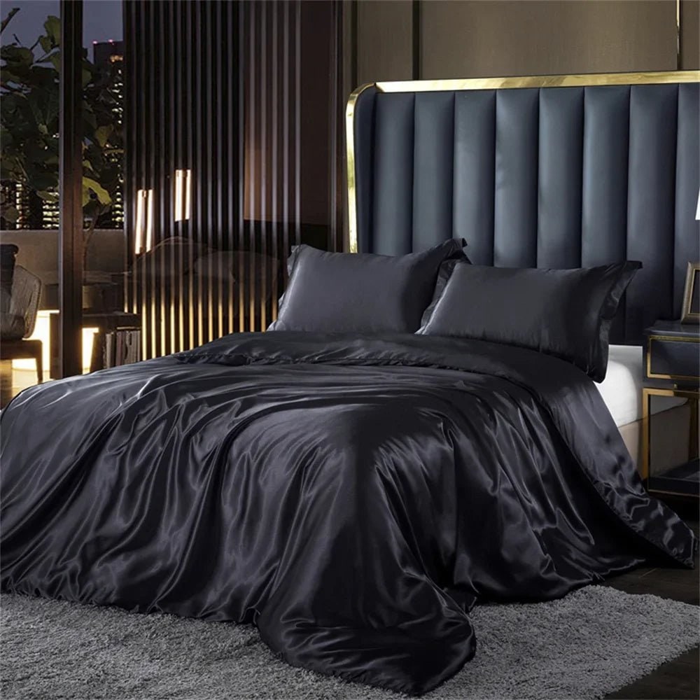 Satin Silk Luxury Bedding Set with Duvet Cover and Pillowcases Smooth Glossy Finish Sheets - Image 8