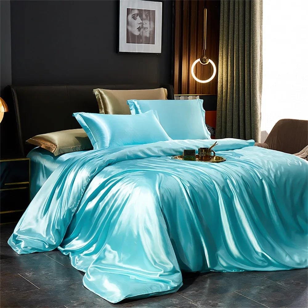 Satin Silk Luxury Bedding Set with Duvet Cover and Pillowcases Smooth Glossy Finish Sheets - Image 9