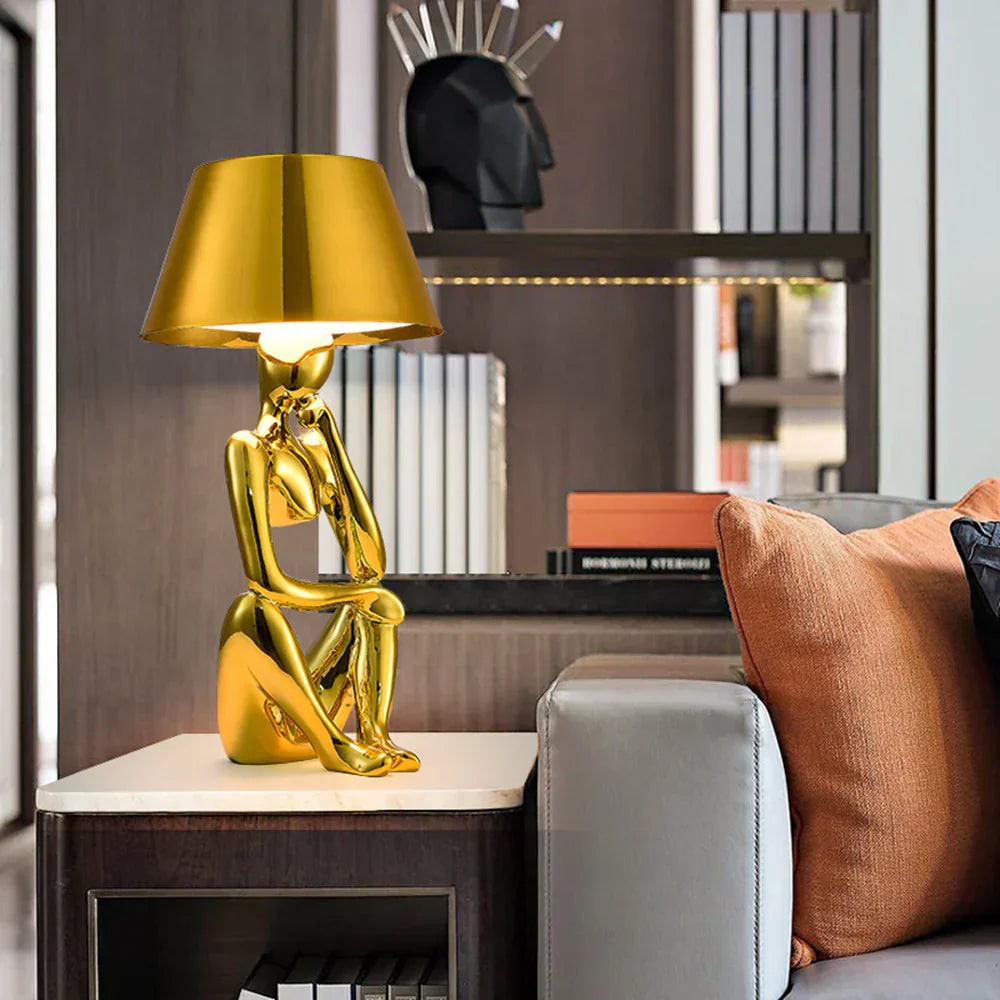 Sculpture Table Lamp Cordless Rechargeable with Modern Art Base and Ambient Lighting - Image 1