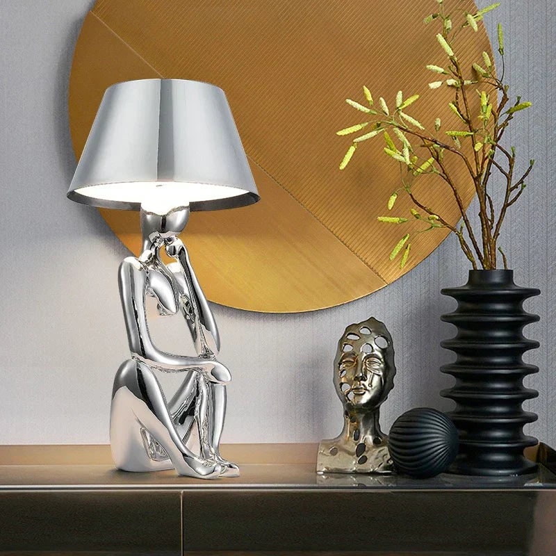 Sculpture Table Lamp Cordless Rechargeable with Modern Art Base and Ambient Lighting - Image 3