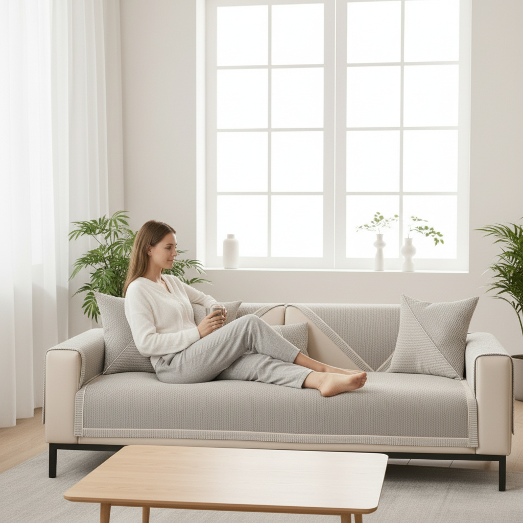 Sectional Couch Cover Sofa Throw Quilted Non Slip Modular Non-slip - Image 2