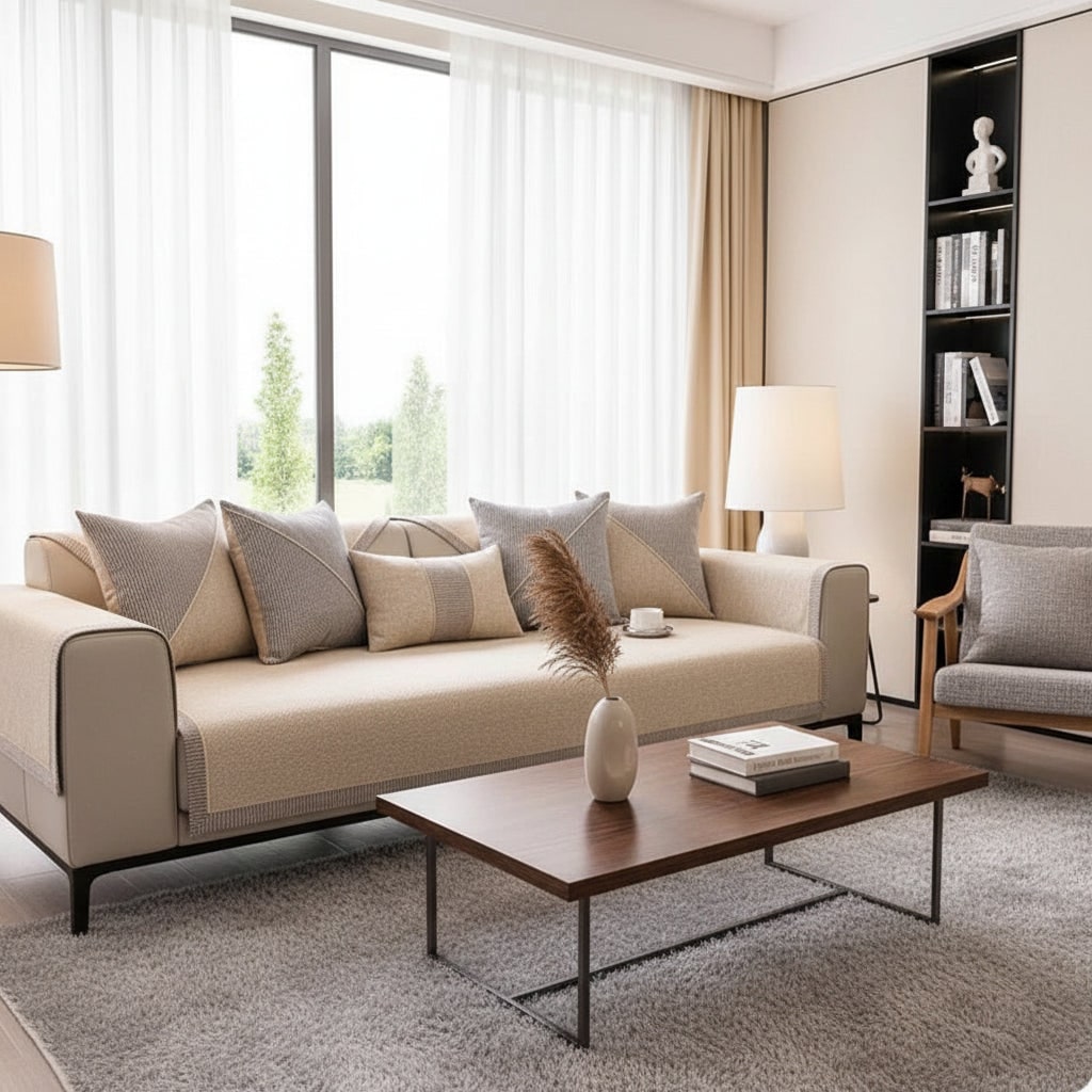Sectional Couch Cover Sofa Throw Quilted Non Slip Modular Non-slip - Image 3