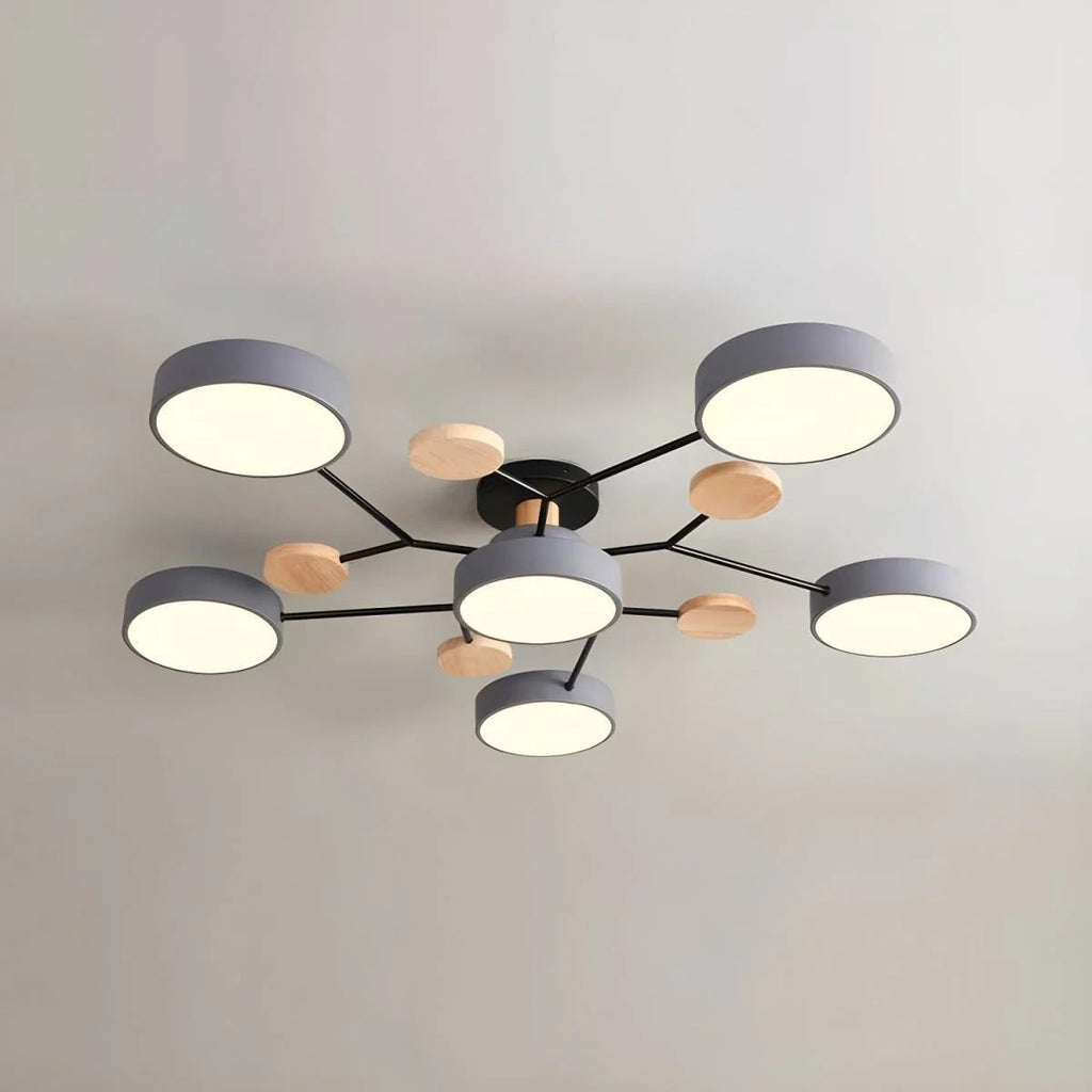 Semi Flush Ceiling Light Fixture with Modern Wood Accents for Bedroom Fan - Image 17
