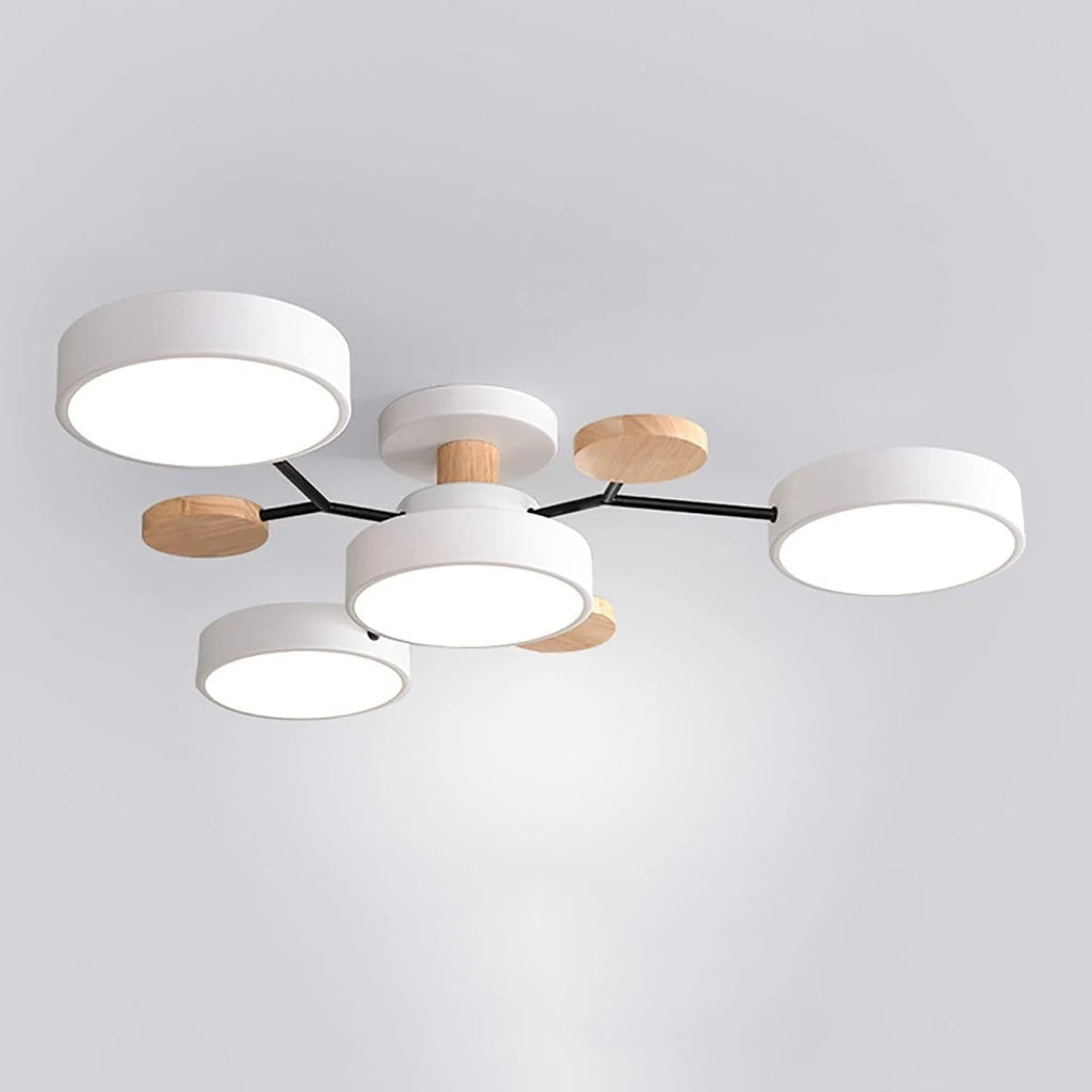 Semi Flush Ceiling Light Fixture with Modern Wood Accents for Bedroom Fan - Image 21