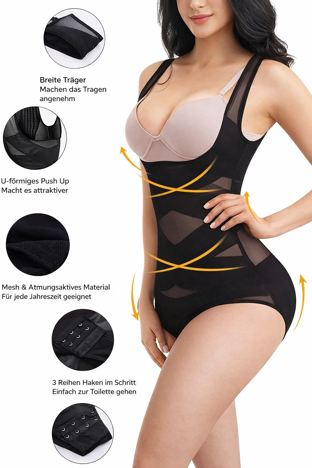 Shapewear Bodysuit Open Bust Sleeveless Mesh Breathable Body Shaping - Image 4