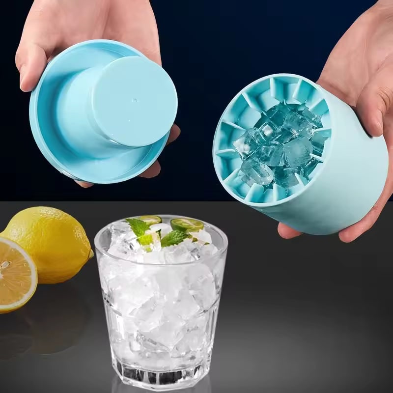 Silicone Ice Cube Maker Tray with Portable Squeezable Cup and Removable Lid - Image 2