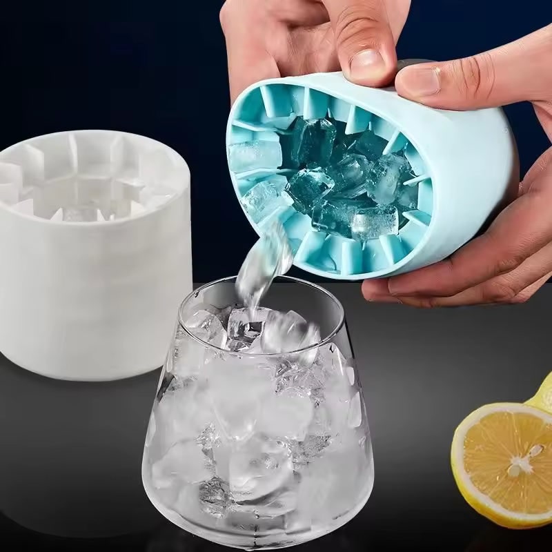 Silicone Ice Cube Maker Tray with Portable Squeezable Cup and Removable Lid - Image 3