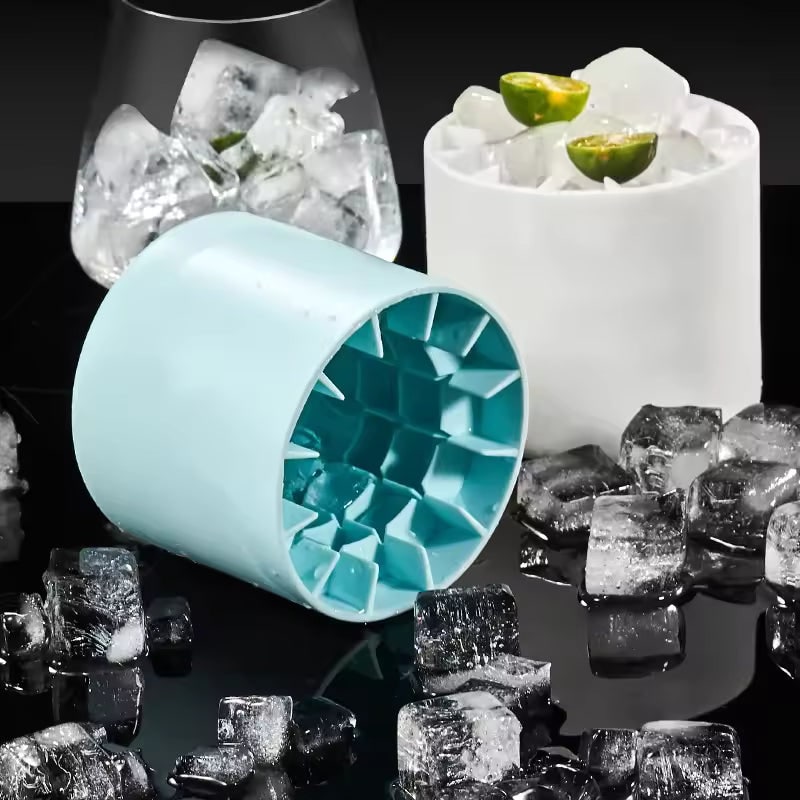 Silicone Ice Cube Maker Tray with Portable Squeezable Cup and Removable Lid - Image 4