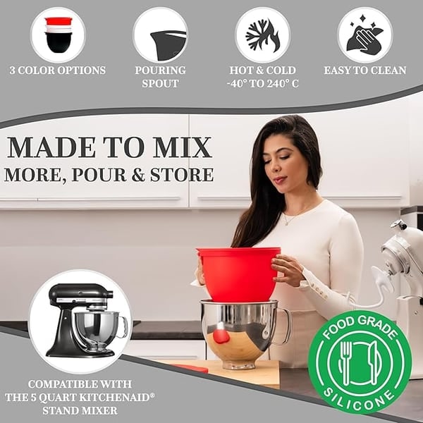 Silicone Mixing Bowl Liner with Lids for Stand Mixers - Image 8