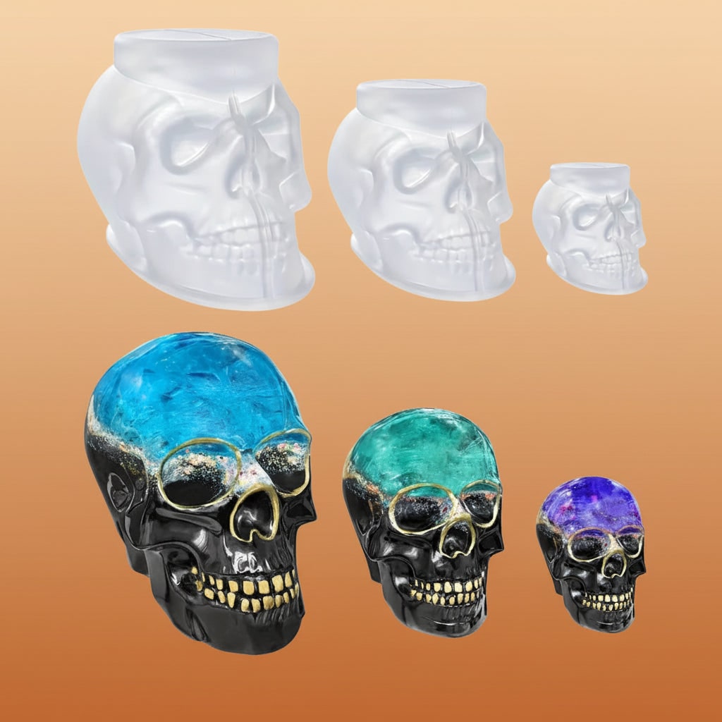 Silicone Molds for Resin and Candle Making with 3D Skull Design Set of 3 Sugar - Image 2
