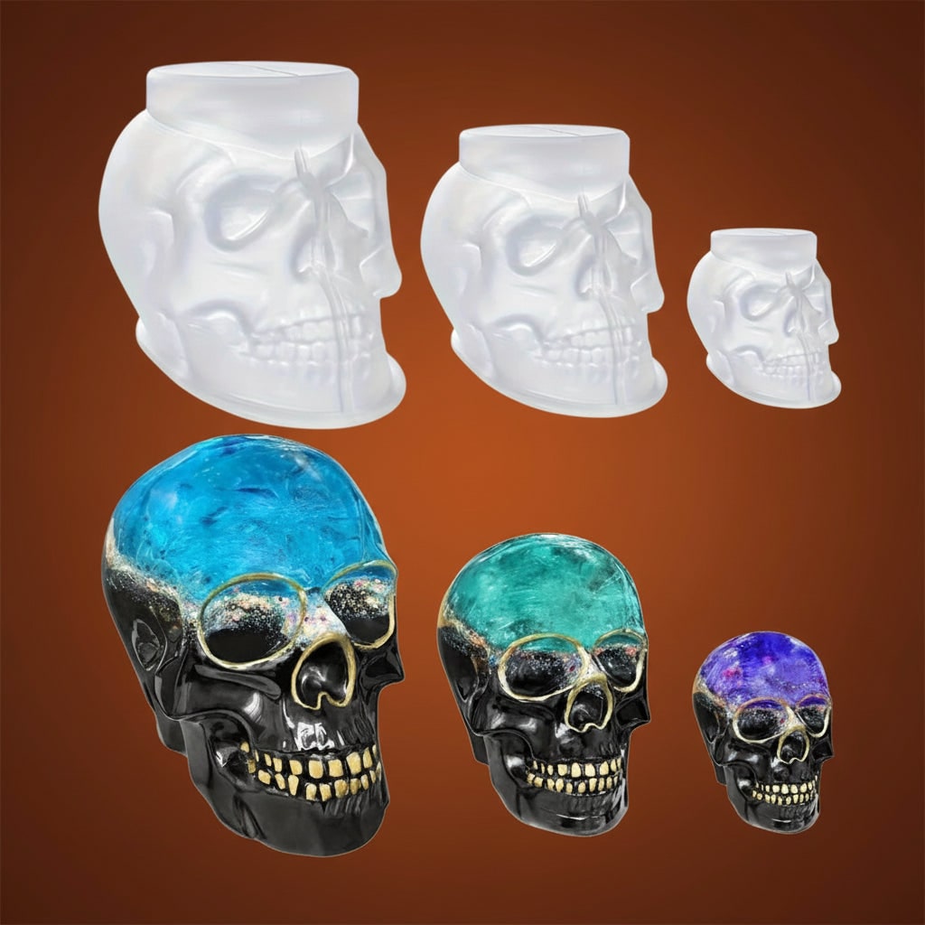 Silicone Molds for Resin and Candle Making with 3D Skull Design Set of 3 Sugar - Image 5