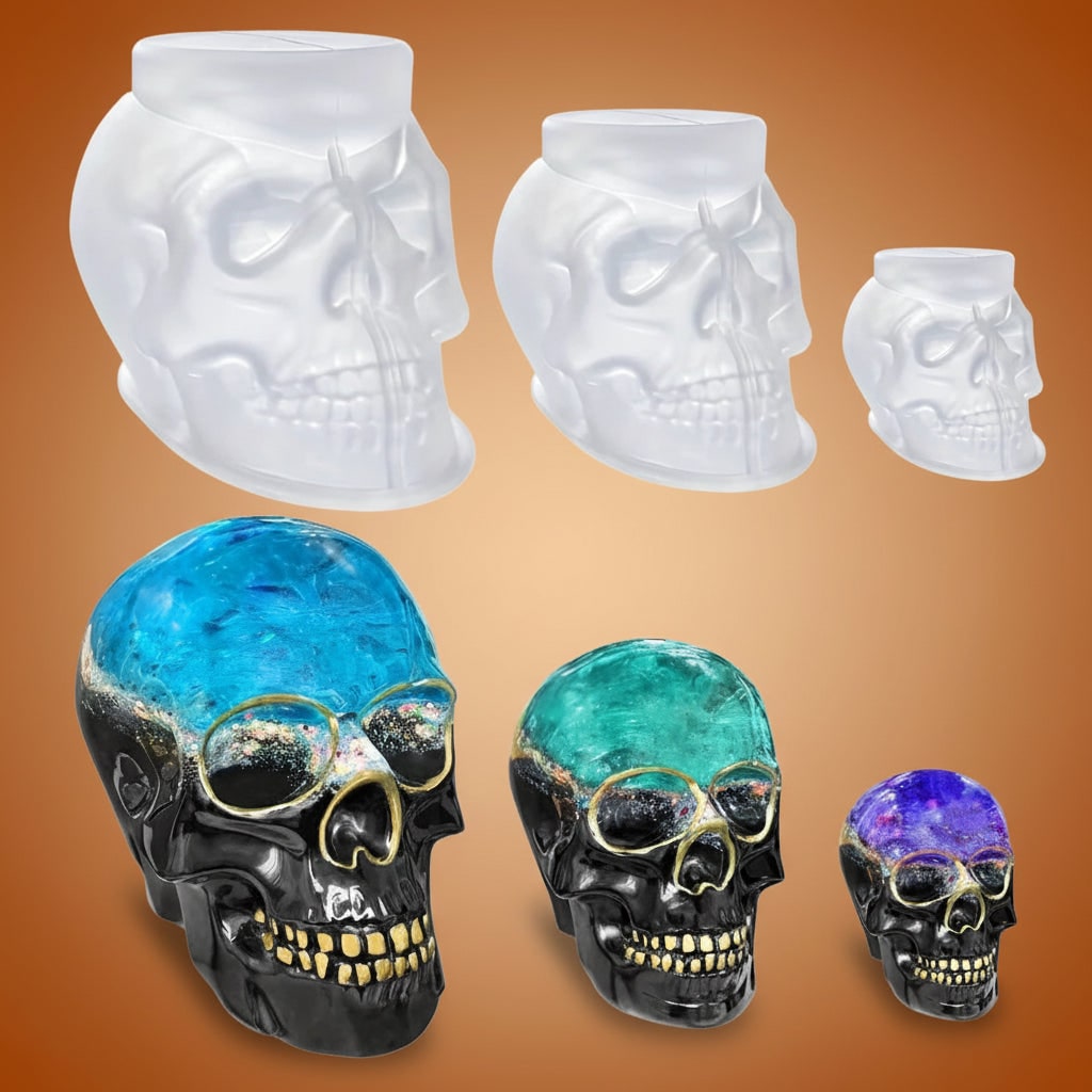Silicone Molds for Resin and Candle Making with 3D Skull Design Set of 3 Sugar - Image 7