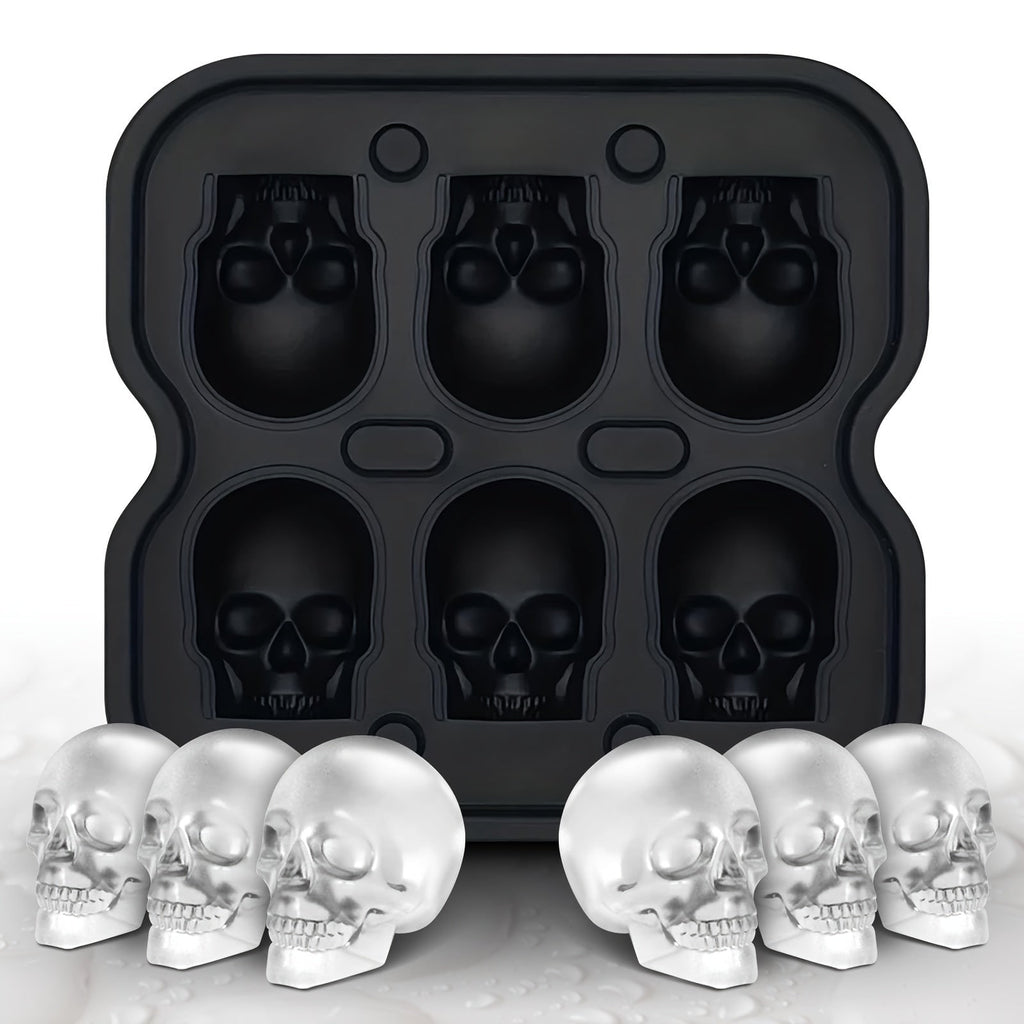 Silicone Skull Ice Cube Maker Tray with Large Reusable Mold for Drinks and Whiskey Ball - Image 1