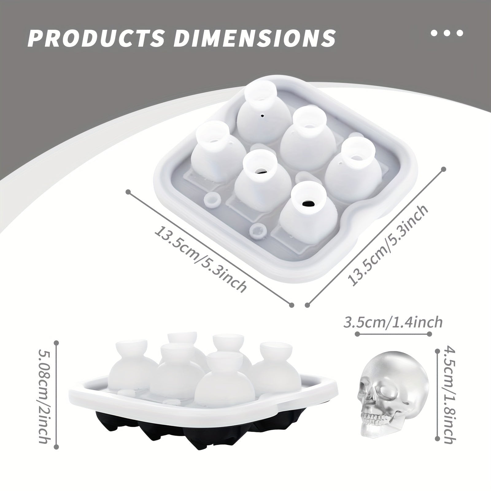 Silicone Skull Ice Cube Maker Tray with Large Reusable Mold for Drinks and Whiskey Ball - Image 2
