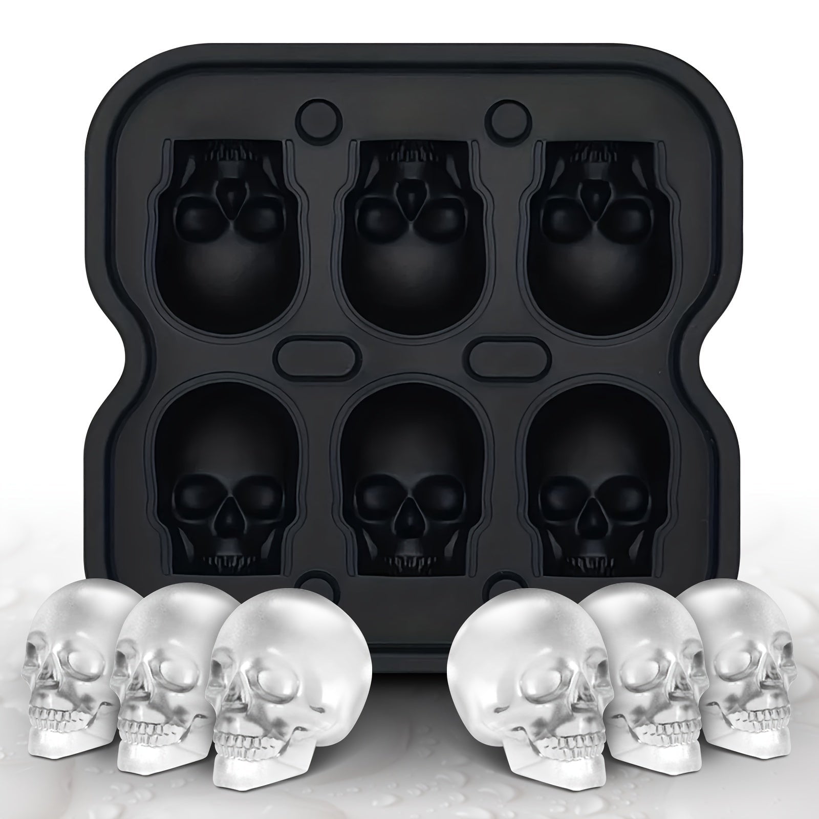 Silicone Skull Ice Cube Maker Tray with Large Reusable Mold for Drinks and Whiskey Ball - Image 3