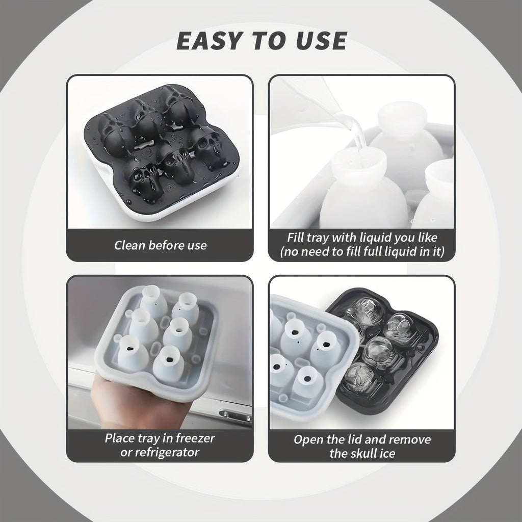 Silicone Skull Ice Cube Maker Tray with Large Reusable Mold for Drinks and Whiskey Ball - Image 7