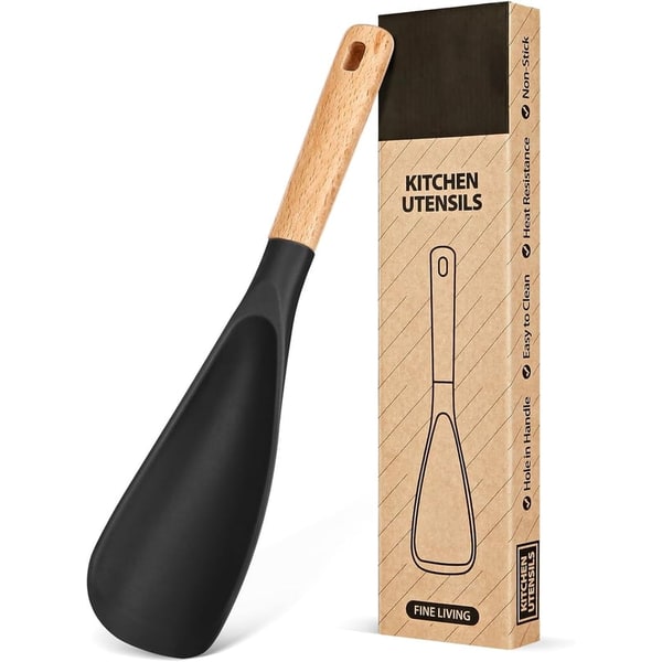 Silicone Spatula and Cooking Spoon with Wooden Handle for Kitchen Utensils - Image 1